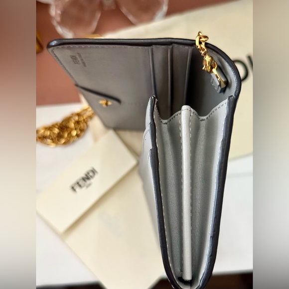 Fendi Grey Multi Stud Contential Chain Wallet - Picture 13 of 14